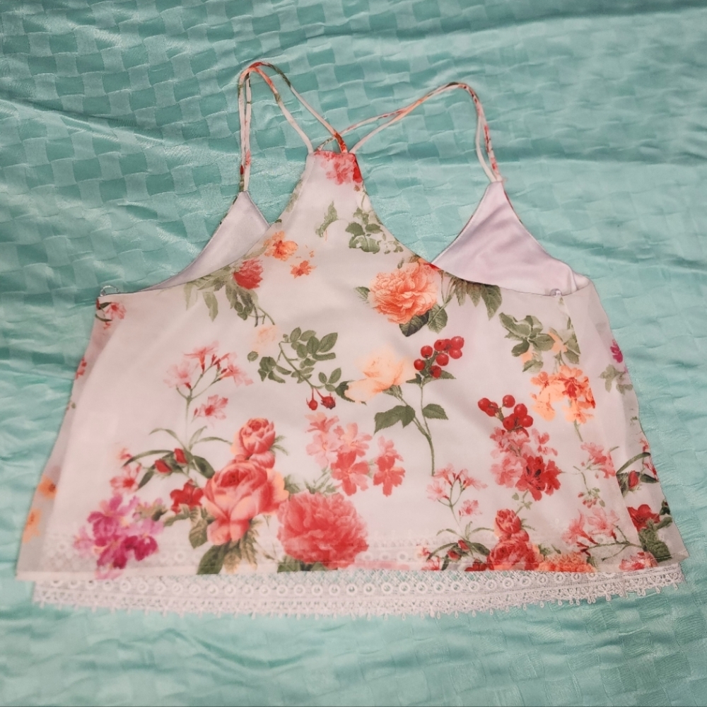 Floral flowy midriff cami - S - Picture 2 of 3